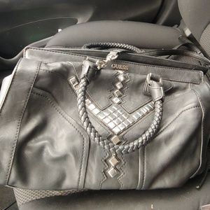 Black Faux leather Guess purse